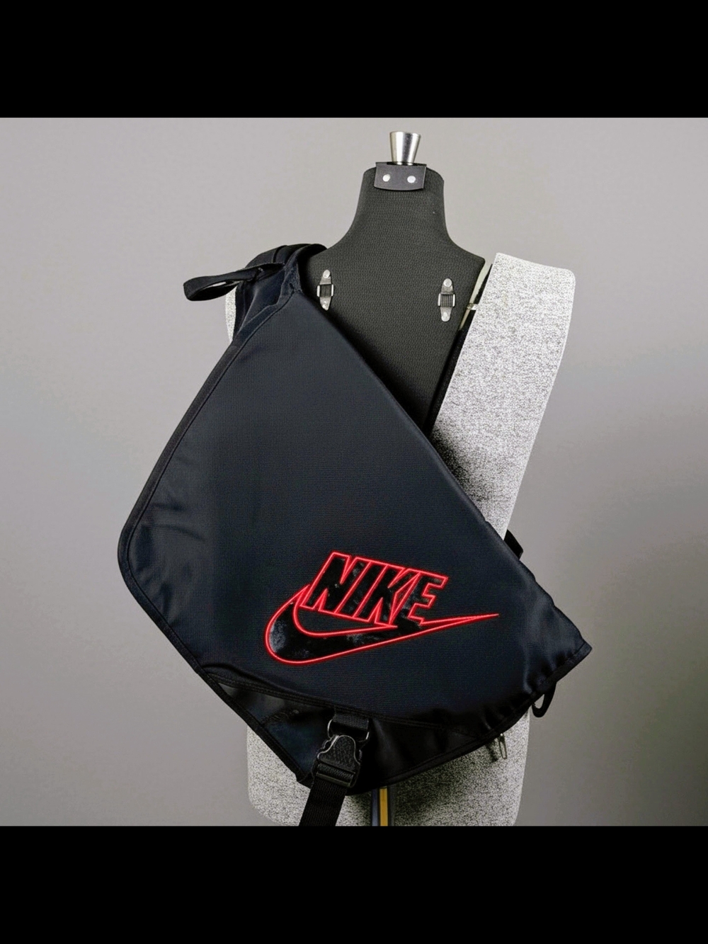 Nike Vintage Black Bike Messenger Laptop & Utility Crossbody Bag